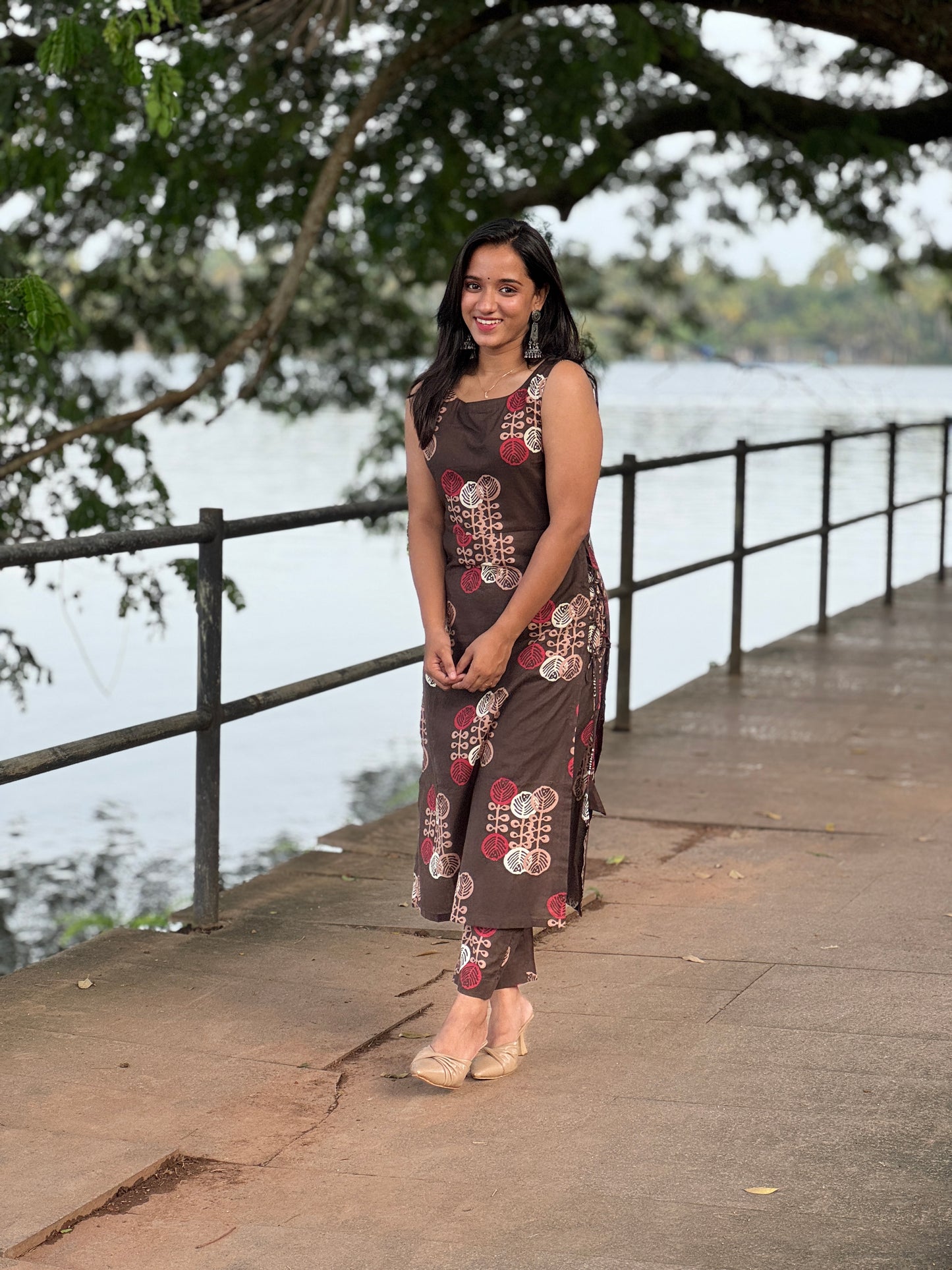 Coffee Brown Side Tassels Kurta and Pant Set