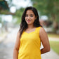 Yellow Kantha Cotton Kurta With Contrast Blue Printed Palazzo