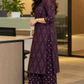 Workwear Collection - Purple Ikkat Printed Cotton Kurta Set