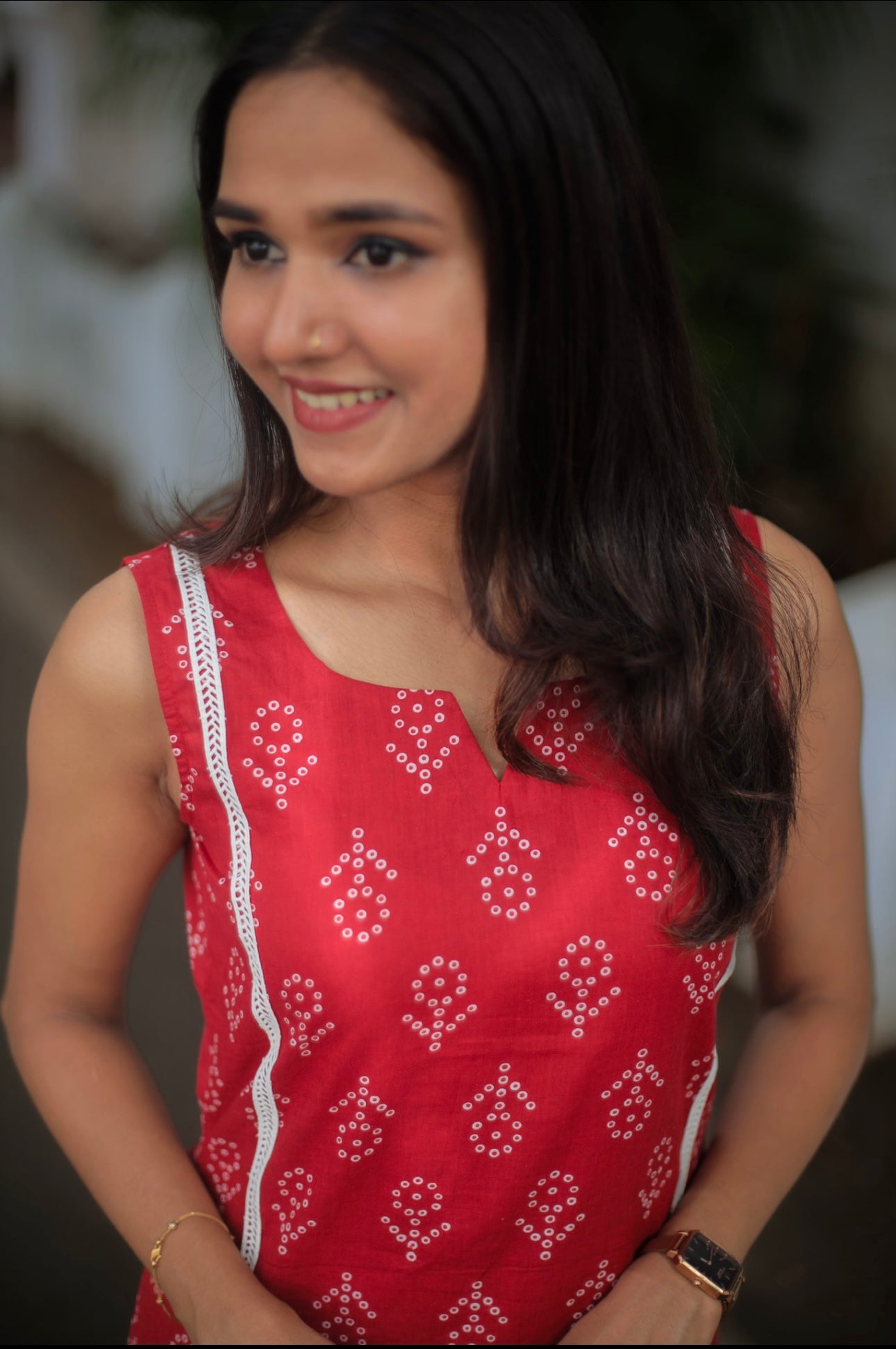 Red Bandani Print Kurta and Pant set