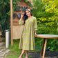 Light Green with Lavender Floral Alia Cut Cotton Dress/Kurta