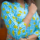 Blue Checkered Kurta and Palazzo Set with lemon print