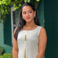 Golden Polka With Contrast Panel Aline Dress / Kurta