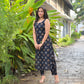 Black Floral Block Printed Kurta Pant Set