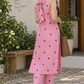 Cotton Pink and White Striped Printed Kurta Set