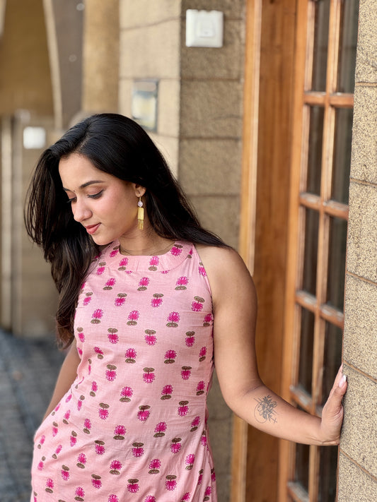 Pinky Lotus Kurta And Pant Set