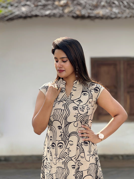 “Mukha” - Face Printed Cotton Dress