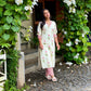 Cream Floral Kurta With Striped Pants