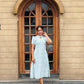 White Quirky Printed Cotton Dress