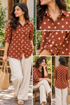 Brown Polka Cotton Shirt