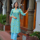 Blue Checkered Kurta and Palazzo Set with lemon print