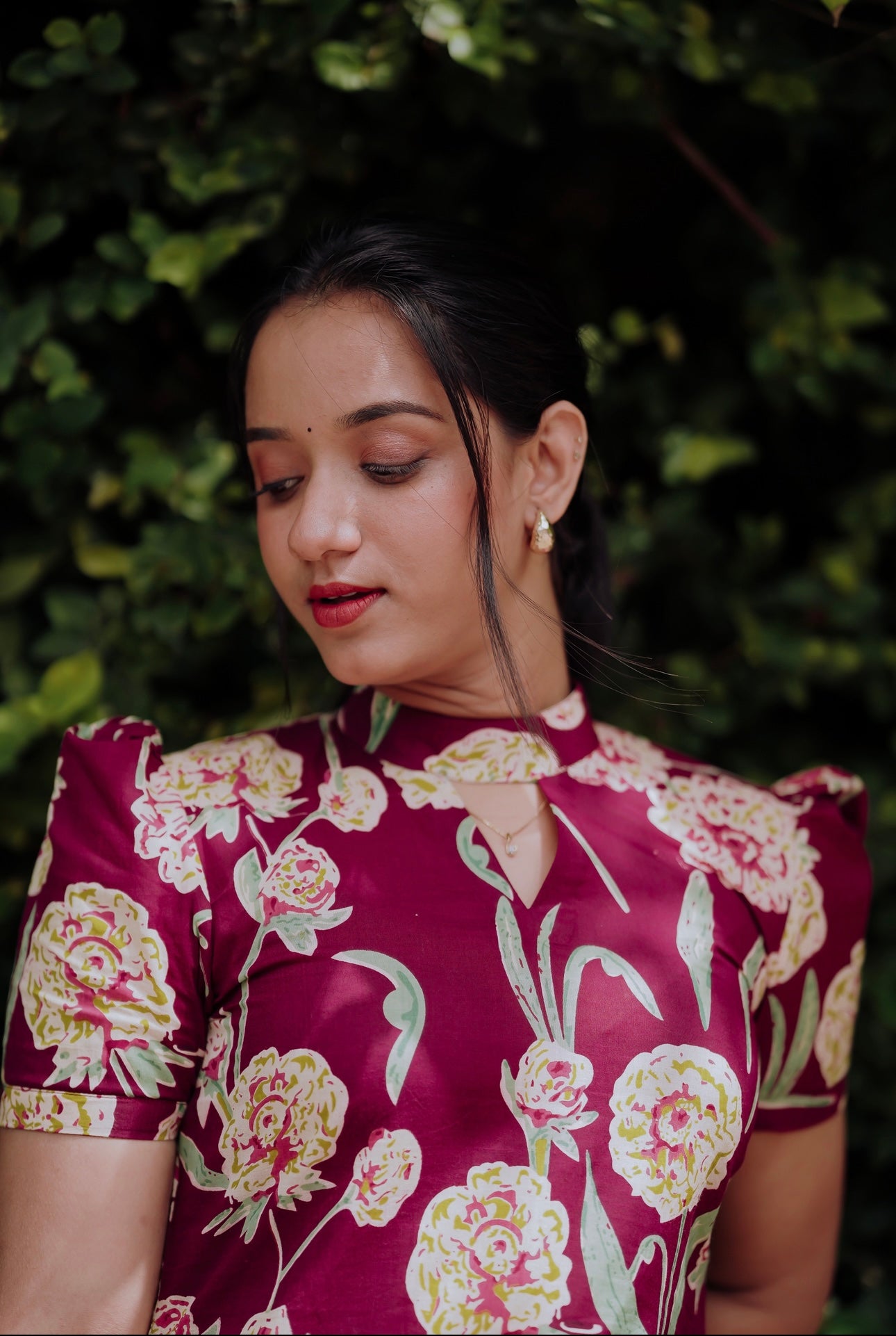 Plum Floral Kurta and Pant Set