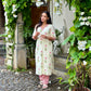 Cream Floral Kurta With Striped Pants