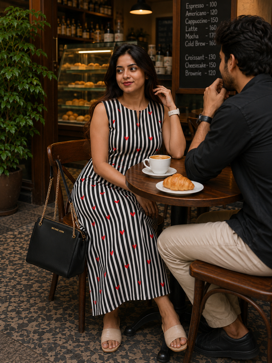 HEART LINE - Low Slitted Cotton Dress