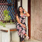 Black Floral Halter Neck Aline Kurta and Pant Set