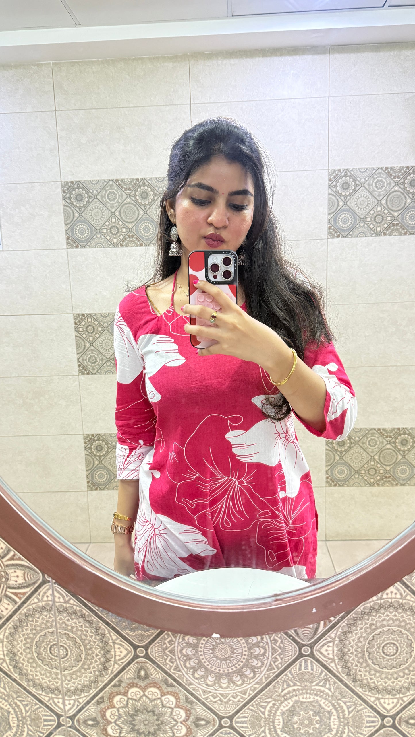 Raspberry Pink Cotton Kurta and Pant Set