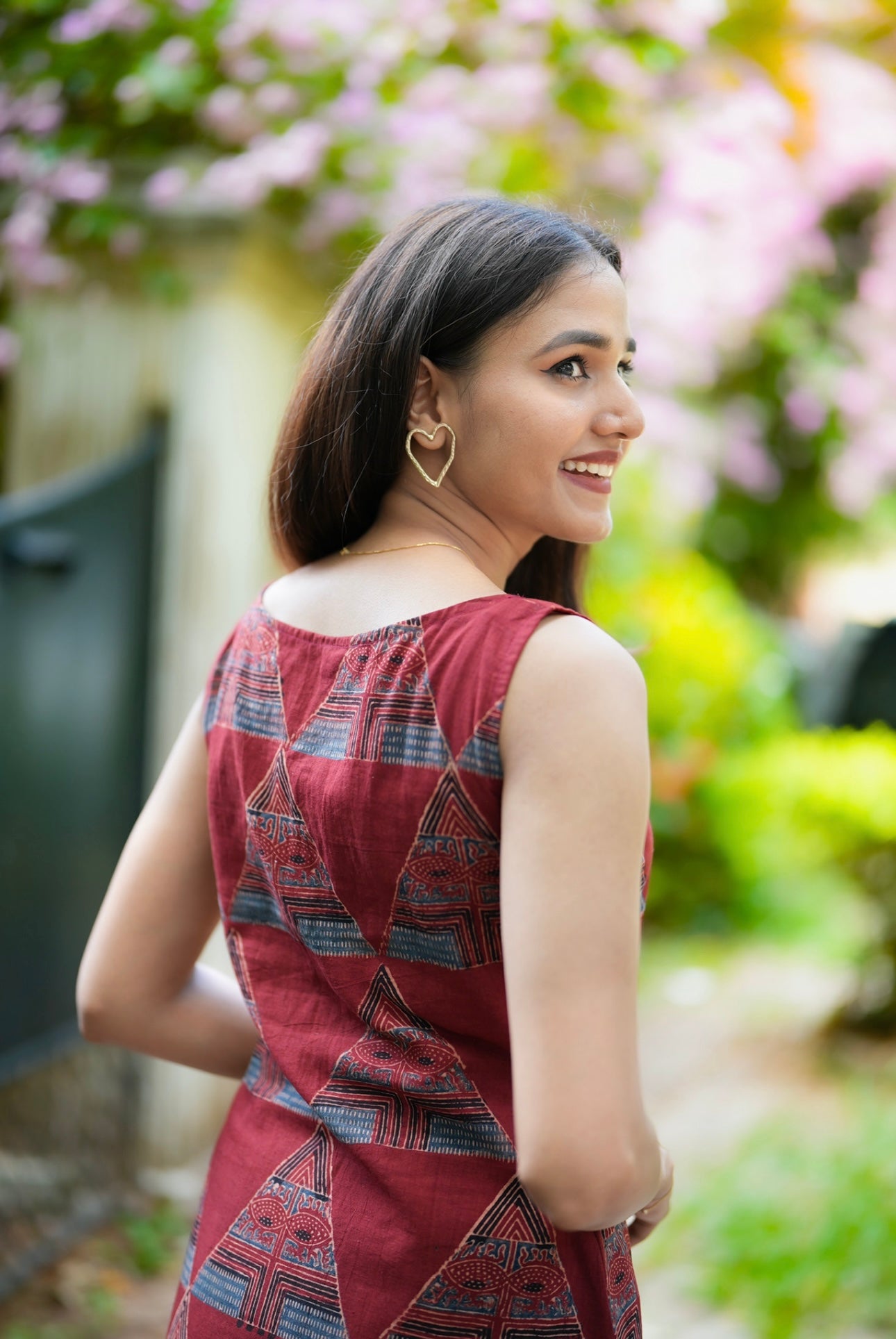 Red Ajrakh Set with Geometrical Print