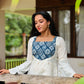 Off White Golden and Silver Butta with Ajrakh Patch Aline Kurta/Dress