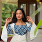 Off White Golden and Silver Butta with Ajrakh Patch Aline Kurta/Dress