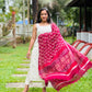 Off White Golden Checkered Kurta and Pant Set with Linen Block Printed Dupatta