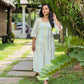 Off White Silver and Gold Striped Kurta and Pant Set