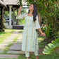 Off White Silver and Gold Striped Kurta and Pant Set