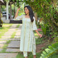 Off White Silver and Gold Striped Kurta and Pant Set