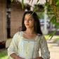 Off White Silver and Gold Striped Kurta and Pant Set