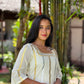 Off White Silver and Gold Striped Kurta and Pant Set
