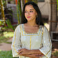 Off White Silver and Gold Striped Kurta and Pant Set