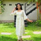 Off White Silver and Gold Striped Kurta and Pant Set