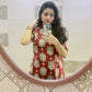 Reddish Maroon with Green Floral Printed Kurta and Pant Set