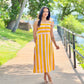 Block Printed Yellow and Baby Pink Striped Dress