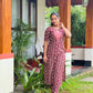 Purple Elephant Printed Kurta and Pant Set with Contrast Patch on Yoke