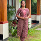 Purple Elephant Printed Kurta and Pant Set with Contrast Patch on Yoke