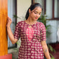 Purple Elephant Printed Kurta and Pant Set with Contrast Patch on Yoke