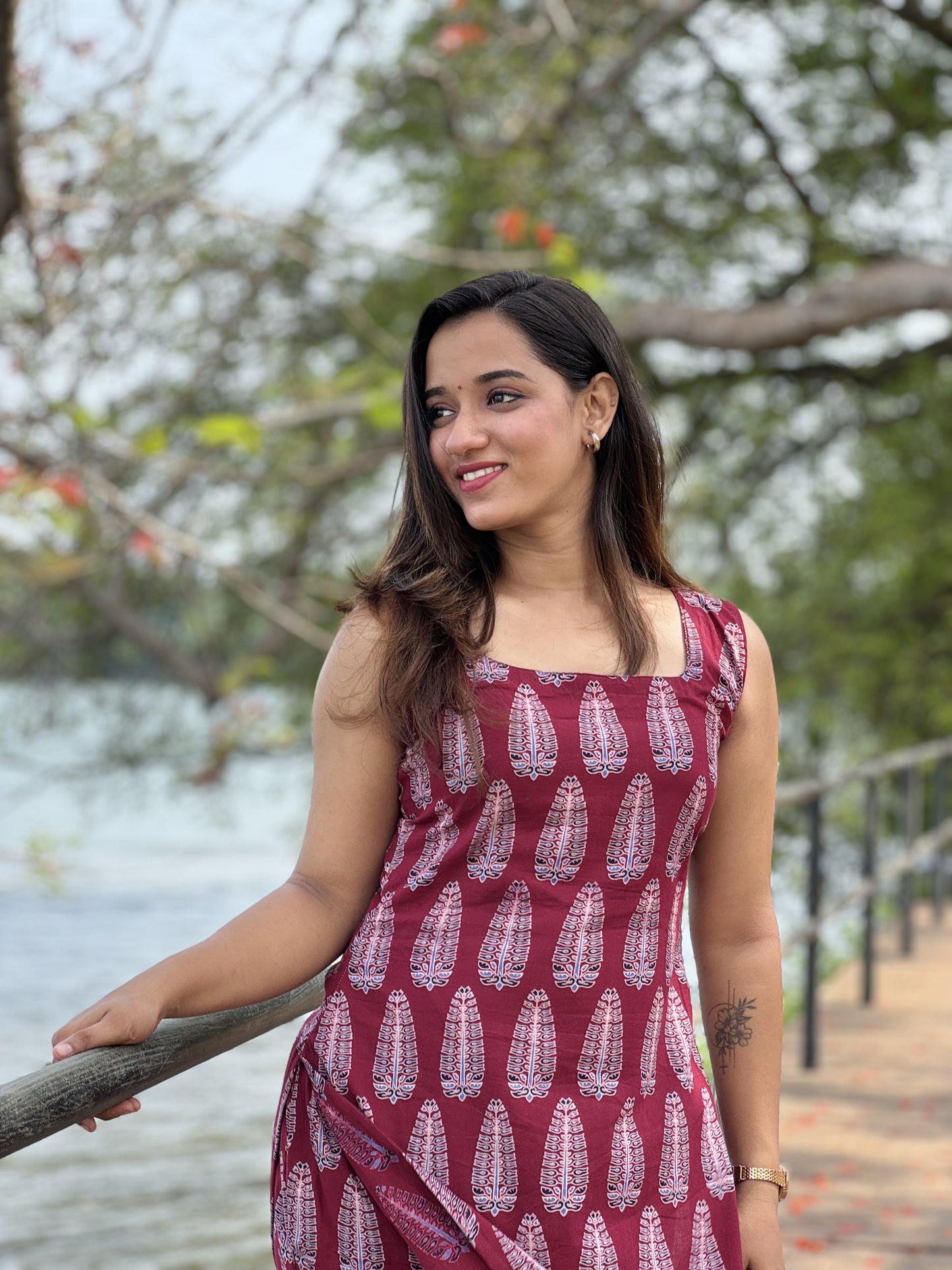 Maroon Ajrakh Kurta And Pant Set