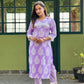 Light Lavender Lace detailed Kurta and Pant Set with Shirt Collar Neck