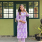 Light Lavender Lace detailed Kurta and Pant Set with Shirt Collar Neck