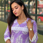 Light Lavender Lace detailed Kurta and Pant Set with Shirt Collar Neck