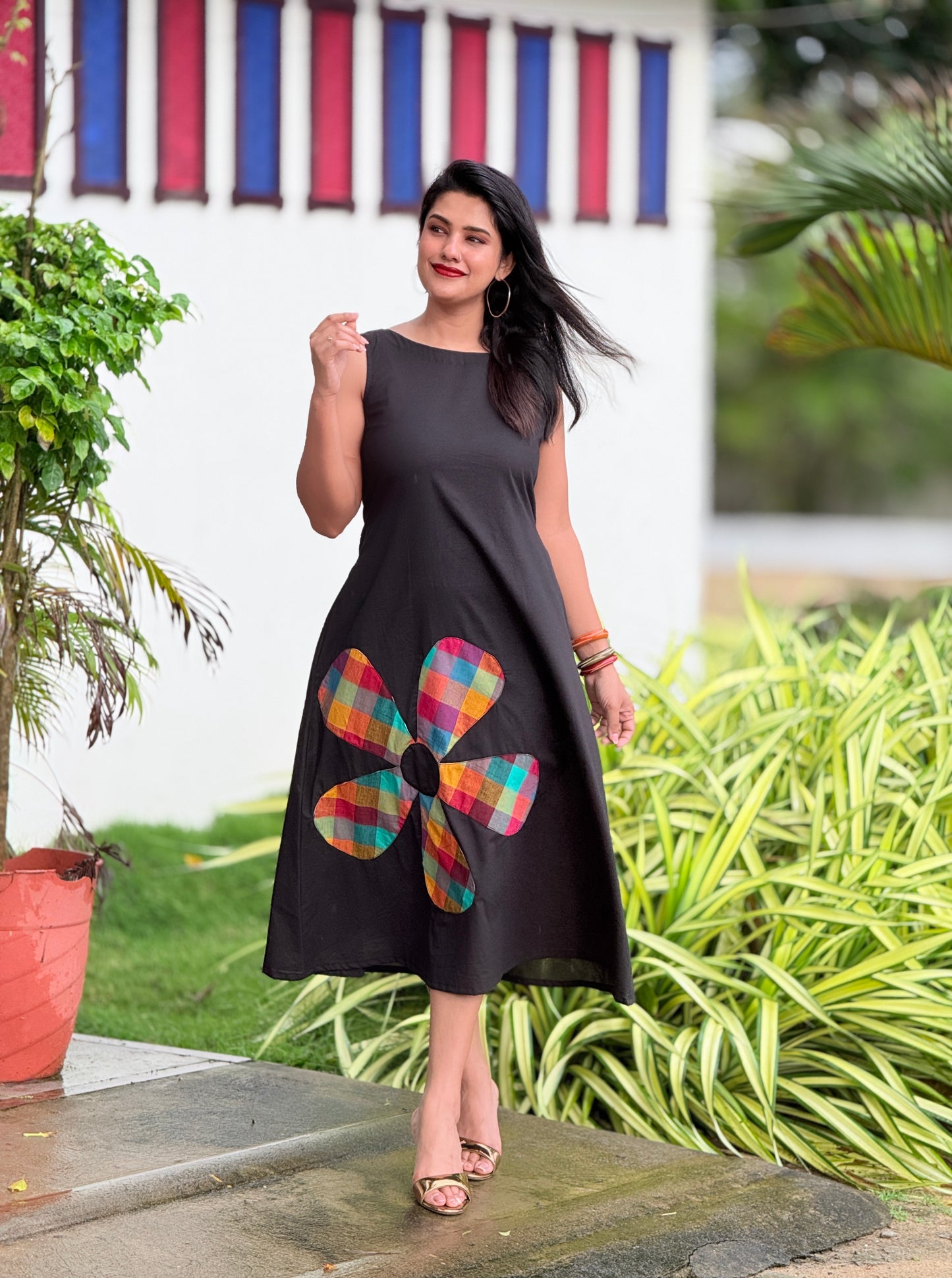 Ponnonam 2026 - Trending Madras Check Patch Kurta/ Dress