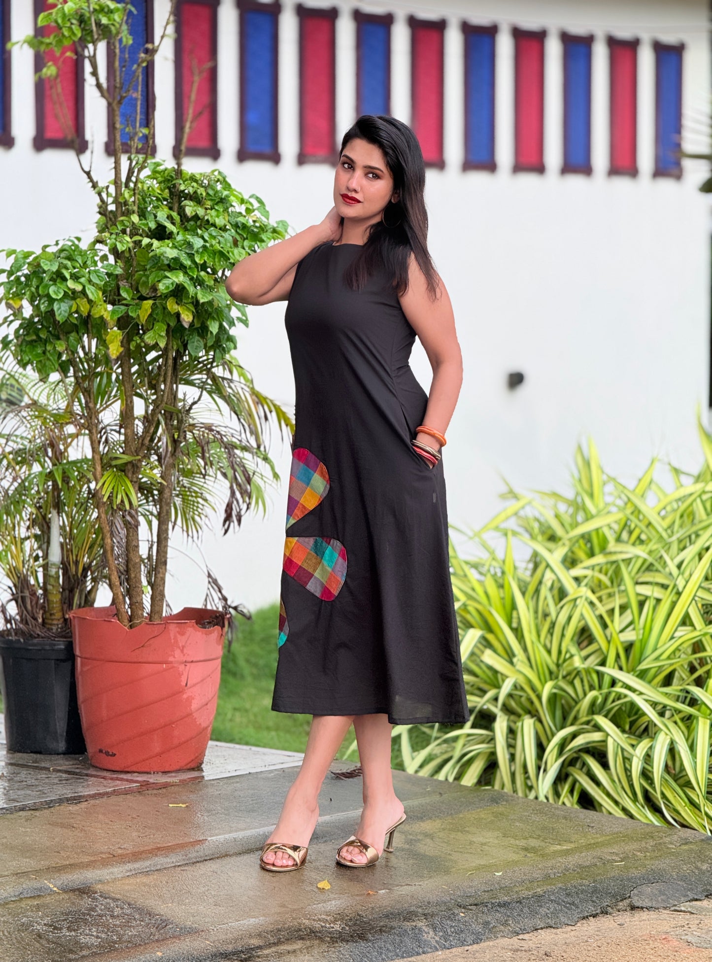 Ponnonam 2026 - Trending Madras Check Patch Kurta/ Dress