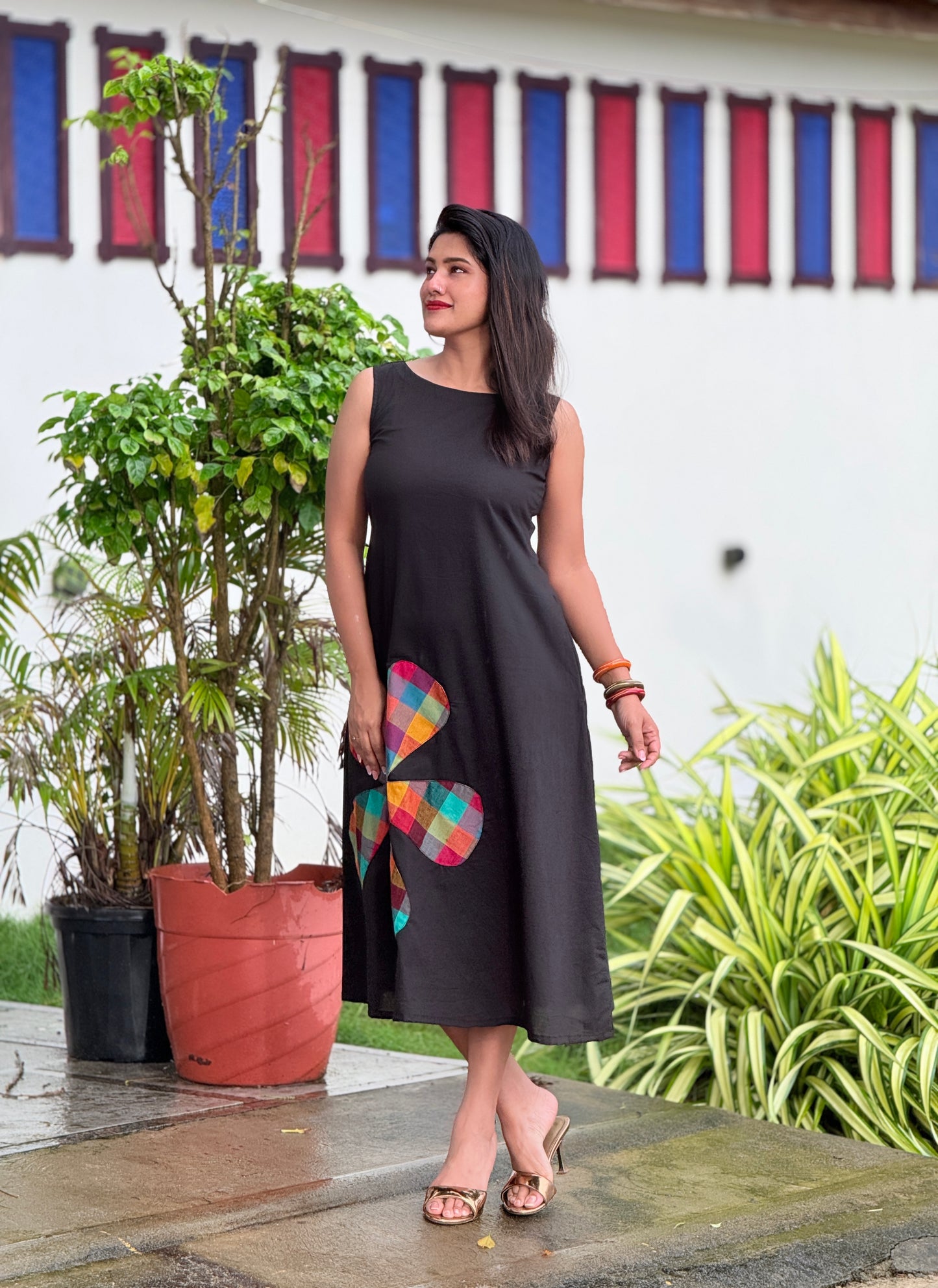 Ponnonam 2026 - Trending Madras Check Patch Kurta/ Dress