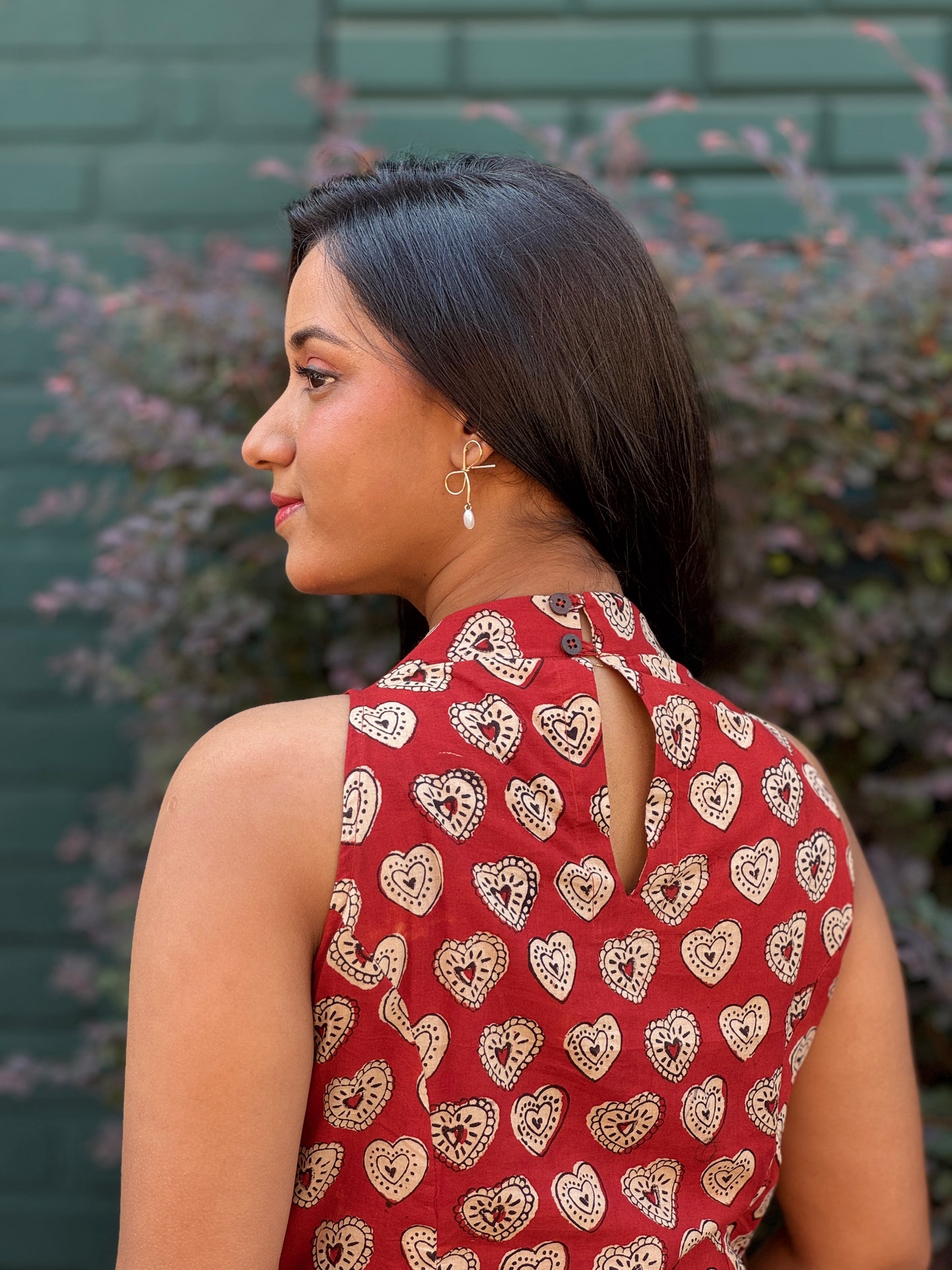 Red Block Printed Heart Dress