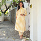 White and Beige Stripe Kurta Set
