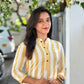 White and Beige Stripe Kurta Set