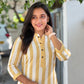 White and Beige Stripe Kurta Set