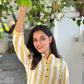 White and Beige Stripe Kurta Set