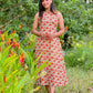 Cotton floral dress with back neck design