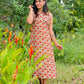 Cotton floral dress with back neck design